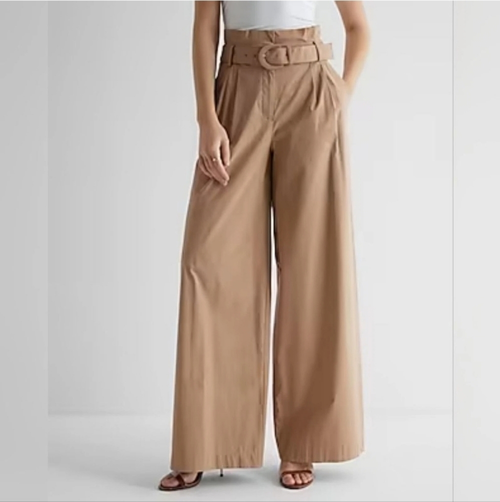 Express Super High Waist Paper Bag Wide Leg Pants | Like New